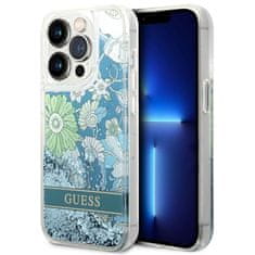 Guess Guess Liquid Glitter Flower - Ohišje za iPhone 14 Pro Max (zeleno)