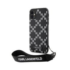 Karl Lagerfeld Karl Lagerfeld Monogram Losange Saffiano - etui z vrvico za iPhone 11 (črn)