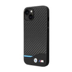 NEW BMW Leather Carbon Blue Line - Ohišje za iPhone 13 (črno)