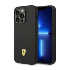 Ferrari Silikonski kovinski logotip Ferrari - ohišje za iPhone 14 Pro Max (črno)