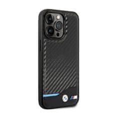 NEW BMW Leather Carbon Blue Line - Ohišje za iPhone 13 Pro Max (črno)