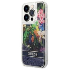 Guess Guess Liquid Glitter Flower - Ohišje za iPhone 14 Pro Max (modro)