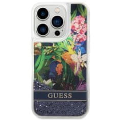 Guess Guess Liquid Glitter Flower - Ohišje za iPhone 14 Pro Max (modro)