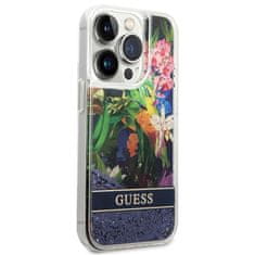 Guess Guess Liquid Glitter Flower - Ohišje za iPhone 14 Pro Max (modro)