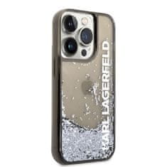 Karl Lagerfeld Karl Lagerfeld Liquid Glitter prozoren podolgovat ovitek z logotipom - ovitek za iPhone 14 Pro (črn)