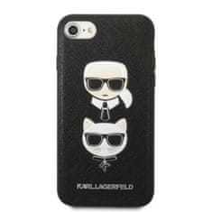 Karl Lagerfeld Karl Lagerfeld Saffiano Karl &amp; Choupette Heads - Ohišje za iPhone SE 2022 / SE 2020 / 8 / 7 (črno)