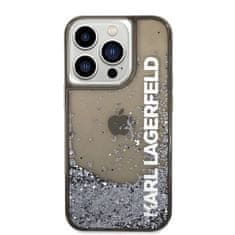 Karl Lagerfeld Karl Lagerfeld Liquid Glitter prosojno ohišje s podolgovatim logotipom - ohišje za iPhone 14 Pro Max (črno)