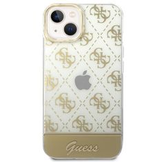 Guess Guess 4G Stripe Script Logo galvaniziran vzorec - Ohišje za iPhone 14 Plus (zlato)