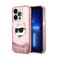 Karl Lagerfeld Karl Lagerfeld Liquid Glitter NFT Choupette Head - ohišje za iPhone 14 Pro (roza)