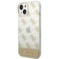 Guess Guess 4G Stripe Script Logo galvaniziran vzorec - Ohišje za iPhone 14 Plus (zlato)