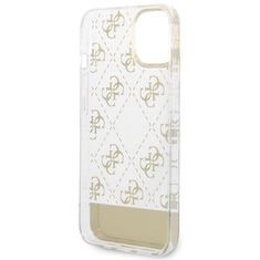 Guess Guess 4G Stripe Script Logo galvaniziran vzorec - Ohišje za iPhone 14 Plus (zlato)