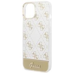 Guess Guess 4G Stripe Script Logo galvaniziran vzorec - Ohišje za iPhone 14 Plus (zlato)