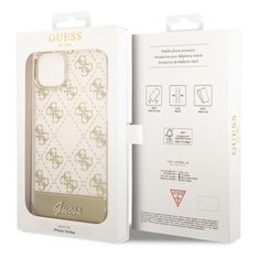 Guess Guess 4G Stripe Script Logo galvaniziran vzorec - Ohišje za iPhone 14 Plus (zlato)