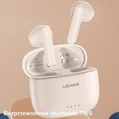 USAMS USAMS US Series - slušalke Bluetooth 5.3 TWS + polnilna torbica (bela)