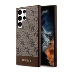 Guess Guess 4G Bottom Stripe Metal Logo Collection - Ohišje za Samsung Galaxy S23 Ultra (rjavo)