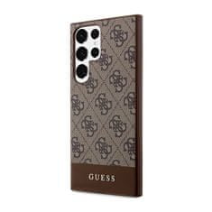 Guess Guess 4G Bottom Stripe Metal Logo Collection - Ohišje za Samsung Galaxy S23 Ultra (rjavo)