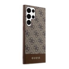 Guess Guess 4G Bottom Stripe Metal Logo Collection - Ohišje za Samsung Galaxy S23 Ultra (rjavo)