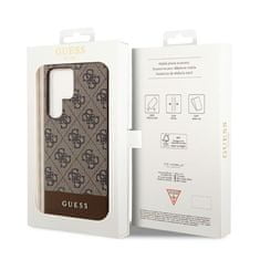 Guess Guess 4G Bottom Stripe Metal Logo Collection - Ohišje za Samsung Galaxy S23 Ultra (rjavo)