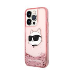 Karl Lagerfeld Karl Lagerfeld Liquid Glitter NFT Choupette Head - ohišje za iPhone 14 Pro (roza)