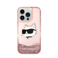 Karl Lagerfeld Karl Lagerfeld Liquid Glitter NFT Choupette Head - ohišje za iPhone 14 Pro (roza)