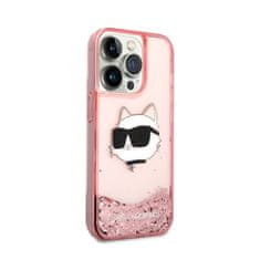 Karl Lagerfeld Karl Lagerfeld Liquid Glitter NFT Choupette Head - ohišje za iPhone 14 Pro (roza)