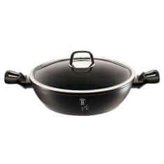 Berlingerhaus Ponev WOK s pokrovom in marmornato površino 30 cm Black Silver Collection BH-7113