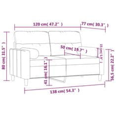 Vidaxl Kavč dvosed z blazinami vinsko rdeč 120 cm blago