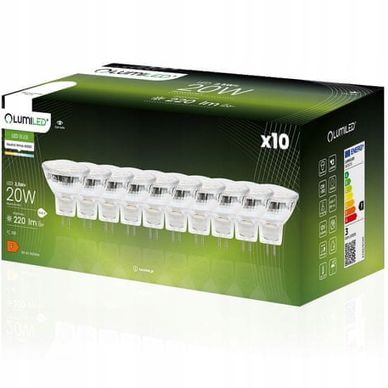 LUMILED 10x LED žarnica MR11 GU5.3 2,5W = 20W 220lm 4000K Nevtralno bela 120° 12V