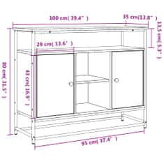 Vidaxl Komoda črna 100x35x80 cm inženirski les