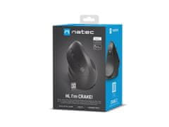 Natec CRAKE 2/Office/Optical/Leftvični/2 400 DPI/Wireless USB + Bluetooth/Black