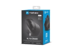 Natec CRAKE 2/Office/Optical/Right-handed/2 400 DPI/USB+BT/Black