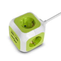 GreenBlue magiccube četverna vtičnica, 2 vhoda USB 1,4 m zelenomodra gb118g nemška različica