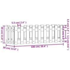 Vidaxl Vrtna visoka greda z ograjico črna 100x30x30 cm trdna borovina