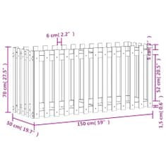 Vidaxl Vrtna visoka greda z ograjico bela 150x50x70 cm trdna borovina