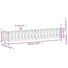 Vidaxl Vrtna visoka greda z ograjico 200x30x30 cm trdna borovina