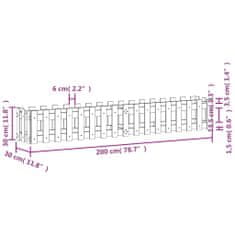 Vidaxl Vrtna visoka greda z ograjico črna 200x30x30 cm trdna borovina