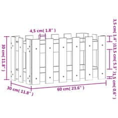 Vidaxl Vrtno korito z ograjico 60x30x30 cm trdna borovina