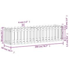 Vidaxl Vrtna visoka greda z ograjico črna 200x50x50 cm trdna borovina