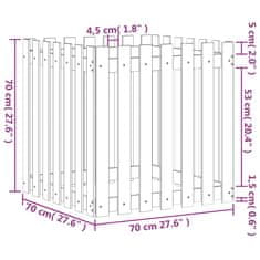 Vidaxl Vrtno korito z ograjico črno 70x70x70 cm trdna borovina