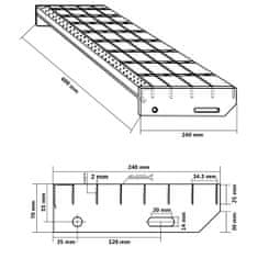 Vidaxl Stopnica z rešetko 60x24x7 cm pocinkano jeklo