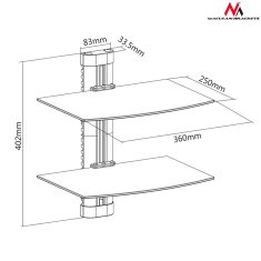 Maclean mc-662 40015 dvojno držalo za dvd police 8kg maclean