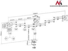 Maclean Namizni nosilec za 3 monitorje maclean lcd, dvojna roka, vesa 75x75 in 100x100, 13"-27", 8kg, mc-691