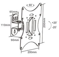 Cabletech stenski nosilec 23-43; črna lcd-uch0041