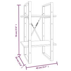 Vidaxl Knjižna omara 2-nadstropna dim. hrast 40x30x70 cm konstr. les