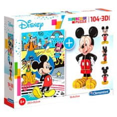 Clementoni Disney Mickey 104 kosov + 3D puzzle