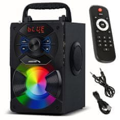 AUDIOCORE prenosni zvočnik audiocore bluetooth, fm radio, vhod za sd/mmc kartico, aux, usb, daljinski upravljalnik, ac730