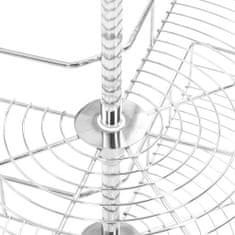 Vidaxl Kuhinjska košara 2-nadstropna srebrna vrtljiva 71x71x80 cm