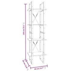 Vidaxl Knjižna omara 4-nadstropna siva sonoma 40x30x140 cm konstr. les