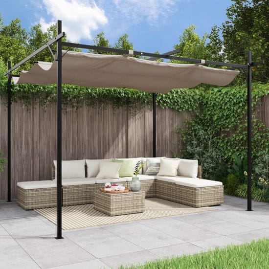 Vidaxl Pergola s pomično streho taupe 295x292x230 cm