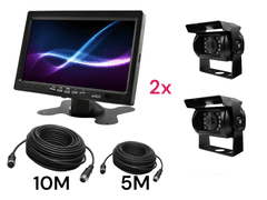 Avtomobilski monitor LCD 7 palcev 12/24V kabel 5m/10m in 2x kamera za vzvratno vožnjo ir 4pin set hd